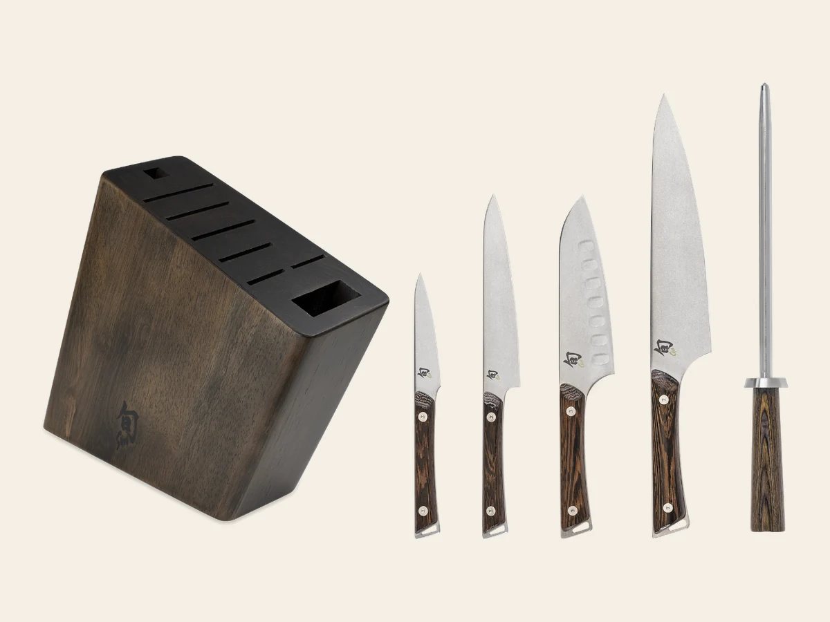 Shun Kanso sechsteiliges Blockset mit hellem Holzblock
